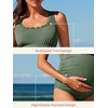 image:imageSummer Mae Ribbed Maternity One Piece Swimsuit Scalloped Cut Out Pregnancy Bathing Suit Square NeckSage Green