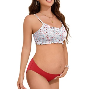 image:imageSummer Mae Ruffle Maternity Swimsuit TwoPiece Low Rise Bikini Shirred Smoked Pregnancy Bathing SuitBeatific Polka Dot
