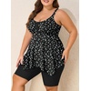 image:imageSummer Mae Plus Size Swimsuit Tankini for Women Two Piece Bathing Suit Flowy 2025 Rash Guard Swimwear with Capris ShortsDual Point Fusion