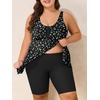 image:imageSummer Mae Plus Size Swimsuit Tankini for Women Two Piece Bathing Suit Flowy 2025 Rash Guard Swimwear with Capris ShortsDual Point Fusion