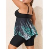 image:imageSummer Mae Plus Size Swimsuit Tankini for Women Two Piece Bathing Suit Flowy 2025 Rash Guard Swimwear with Capris ShortsGradientl Leopard Print