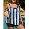 image:imageSummer Mae Plus Size Swimsuits for Women Two Piece Tankini Sets Tummy Control Bathing Suit Swimwear with ShortsAnchor Stripes