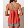 image:imageSummer Mae Plus Size Swimsuits for Women Two Piece Tankini Sets Tummy Control Bathing Suit Swimwear with ShortsOrange Pink Stripe