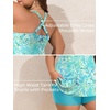 image:imageSummer Mae Plus Size Tankini Swimsuits for Women Two Piece Bathing Suit with Pockets Shorts Tummy Control SwimwearAbstract Flower Clusters