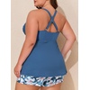 image:imageSummer Mae Plus Size Tankini Swimsuits for Women Two Piece Bathing Suit with Pockets Shorts Tummy Control SwimwearRibbed Blue Lily