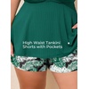 image:imageSummer Mae Plus Size Tankini Swimsuits for Women Two Piece Bathing Suit with Pockets Shorts Tummy Control SwimwearRibbed Green Feather