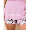image:imageSummer Mae Plus Size Tankini Swimsuits for Women Two Piece Bathing Suit with Pockets Shorts Tummy Control SwimwearRibbed Pink Feather