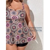 image:imageSummer Mae Women Plus Size Two Piece Tankini Swimsuits Flowy Bathing Suits Tummy Control Swimwear with ShortsBrown Rotating Flower