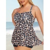image:imageSummer Mae Women Plus Size Two Piece Tankini Swimsuits Flowy Bathing Suits Tummy Control Swimwear with ShortsDark Leopard