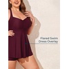 image:imageSummer Mae Women Plus Size Two Piece Tankini Swimsuits Flowy Bathing Suits Tummy Control Swimwear with ShortsPlum