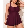 image:imageSummer Mae Women Plus Size Two Piece Tankini Swimsuits Flowy Bathing Suits Tummy Control Swimwear with ShortsPlum