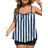 image:imageSummer Mae Plus Size Swimsuits for Women Two Piece Tankini Sets Tummy Control Bathing Suit Swimwear with ShortsAnchor Stripes
