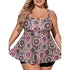 image:imageSummer Mae Women Plus Size Two Piece Tankini Swimsuits Flowy Bathing Suits Tummy Control Swimwear with ShortsBrown Rotating Flower