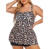 image:imageSummer Mae Women Plus Size Two Piece Tankini Swimsuits Flowy Bathing Suits Tummy Control Swimwear with ShortsDark Leopard