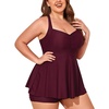 image:imageSummer Mae Women Plus Size Two Piece Tankini Swimsuits Flowy Bathing Suits Tummy Control Swimwear with ShortsPlum