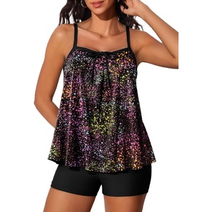 image:imageSummer Mae Plus Size Swimsuits for Women Two Piece Tankini Sets Tummy Control Bathing Suit Swimwear with ShortsGradient Starry Sky