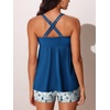 image:imageMiYang Tankini Swimsuits for Women 2026 Tummy Control Modest Flowy Two Piece Bathing Suits Top with Pockets ShortsBlue White Oil Painting Flowers