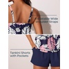 image:imageSummer Mae Blouson Womens Tankini Swimsuits 2026 Modest Tummy Control Bathing Suits Swim Shorts with Pockets for BeachPink Leaves