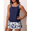 image:imageSummer Mae Blouson Womens Tankini Swimsuits with Skirt Modest Tummy Control Bathing Suits Side Pocket Swimwear 2026Monstera Leaf Silhouette