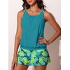 image:imageSummer Mae Blouson Womens Tankini Swimsuits with Skirt Modest Tummy Control Bathing Suits Side Pocket Swimwear 2026Tropical Green Leaves