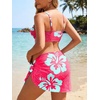 image:imageSummer Mae Maternity 3 Piece Swimsuits Low Rise Bikini Set Criss Cross V Neck Bathing Suit Self Tie Sarong Pregnancy SwimwearBlue Pink