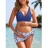 image:imageSummer Mae Maternity 3 Piece Swimsuits Low Rise Bikini Set Criss Cross V Neck Bathing Suit Self Tie Sarong Pregnancy SwimwearDewdrop Blooms
