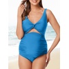 image:imageSummer Mae Maternity Cutout One Piece Swimsuit Twist Front CrissCross Bathing Suit High Waisted Pregnancy Swimwear Lagoon Small