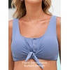 image:imageSummer Mae Maternity Ribbed TwoPiece Swimsuit Front Knot Crop Top Bikini High Waisted Pregnancy Bathing Suit Baby Blue Small