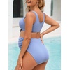 image:imageSummer Mae Maternity Ribbed TwoPiece Swimsuit Front Knot Crop Top Bikini High Waisted Pregnancy Bathing Suit Baby Blue Small