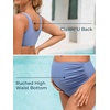 image:imageSummer Mae Maternity Ribbed TwoPiece Swimsuit Front Knot Crop Top Bikini High Waisted Pregnancy Bathing Suit Baby Blue Small