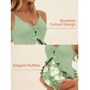 image:imageSummer Mae Maternity Swimsuit One Piece Ruffle Cutout Pregnancy Bathing Suit Lace Up SwimwearMint Daisy