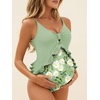 image:imageSummer Mae Maternity Swimsuit One Piece Ruffle Cutout Pregnancy Bathing Suit Lace Up SwimwearMint Daisy