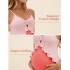 image:imageSummer Mae Maternity Swimsuit One Piece Ruffle Cutout Pregnancy Bathing Suit Lace Up SwimwearPink Stripe