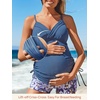 image:imageSummer Mae Maternity Two Piece Swimsuit Tankini Nursing Swimsuit Twist Ribbed Bathing Suit Breastfeeding Dewdrop Blooms 8