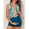 image:imageSummer Mae Maternity TwoPiece Halter Swimsuit Tankini VNeck Side Tie Bathing Suit Pregnancy High Waist Swimwear
