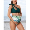 image:imageSummer Mae Maternity TwoPiece Swimsuit Bikini Set Cutout One Shoulder Bathing Suit Tie Side Pregnancy Swimwear Delicate Foliage Large