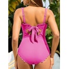 image:imageSummer Mae One Shoulder Womens One Piece Swimsuit Ribbed Scalloped Swim Suits Slimming Full Coverage Modest Bathing SuitPink