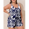 image:imageSummer Mae Plus Size Swim Romper One Piece Swimsuit Women Blouson Bathing Suit with Pockets 2026 Modest SwimwearIndigo Tribal