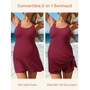 image:imageSummer Mae Ribbed Maternity One Piece Swimsuit Dress Wrap Bathing Suit with Builtin Pocket Short Swimwear Tie Knot SkirtBurgundy