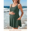 image:imageSummer Mae Ribbed Maternity One Piece Swimsuit Dress Wrap Bathing Suit with Builtin Pocket Short Swimwear Tie Knot SkirtGreen