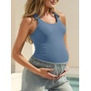 image:imageSummer Mae Ribbed Maternity One Piece Swimsuit Ruffle Wood Ears Bathing Suit Scoop Neck Pregnancy SwimwearBlue