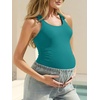 image:imageSummer Mae Ribbed Maternity One Piece Swimsuit Ruffle Wood Ears Bathing Suit Scoop Neck Pregnancy SwimwearBlue Green