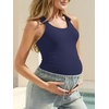 image:imageSummer Mae Ribbed Maternity One Piece Swimsuit Ruffle Wood Ears Bathing Suit Scoop Neck Pregnancy SwimwearDeep Navy