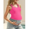 image:imageSummer Mae Ribbed Maternity One Piece Swimsuit Ruffle Wood Ears Bathing Suit Scoop Neck Pregnancy SwimwearHot Pink
