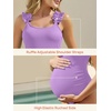 image:imageSummer Mae Ribbed Maternity One Piece Swimsuit Ruffle Wood Ears Bathing Suit Scoop Neck Pregnancy SwimwearViolet