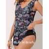 image:imageSummer Mae Ruffle Swim Romper One Piece Swimsuit Women Modest HighBack Bathing Suit with Pockets 2026 SwimwearBlack Paisley