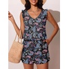 image:imageSummer Mae Ruffle Swim Romper One Piece Swimsuit Women Modest HighBack Bathing Suit with Pockets 2026 SwimwearBlack Paisley