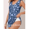 image:imageSummer Mae Ruffle Swim Romper One Piece Swimsuit Women Modest HighBack Bathing Suit with Pockets 2026 SwimwearBlue Branches Flowers