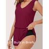 image:imageSummer Mae Ruffle Swim Romper One Piece Swimsuit Women Modest HighBack Bathing Suit with Pockets 2026 SwimwearPurplish Red
