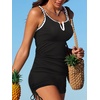 image:imageSummer Mae Tankini Swimsuits for Women 2026 Bathing Suits Top Ruched Two Piece Tummy Control VWire Modest Swim SuitsBlack
